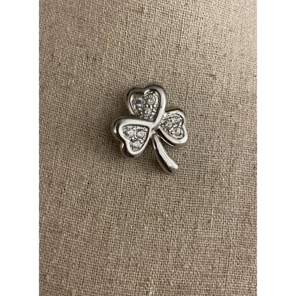 Pierre Balmain Rhodium Plated Silver Swarovski Crystal  4 Leaf Clover  Lucky Pin - Picture 2 of 5